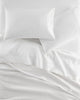 Boutique sheet set and all seasons blanket on bed, White