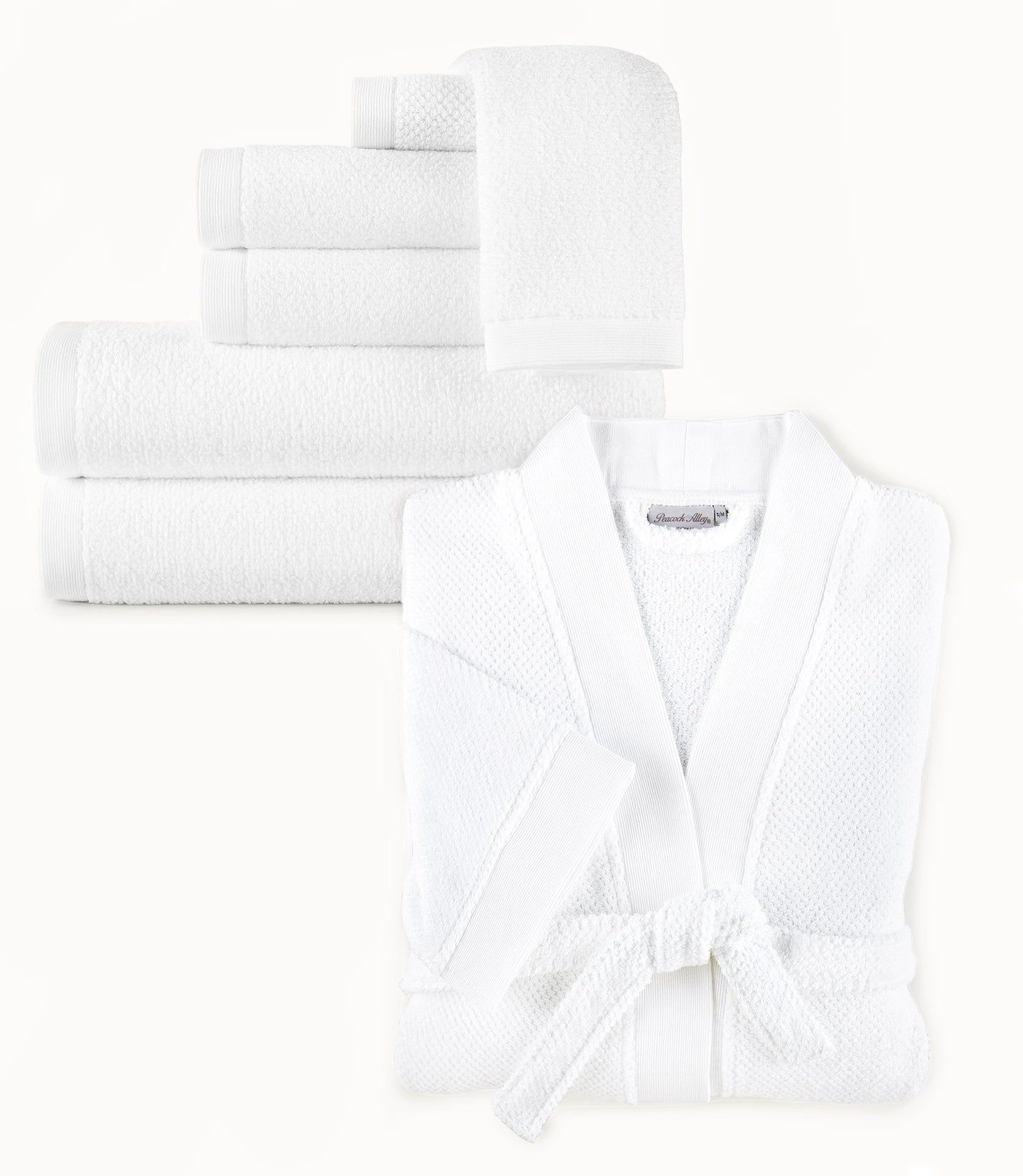 Jubilee Towel Set and Bathrobe, White