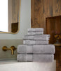 Liam Towel Set on bathroom vanity, Light Gray