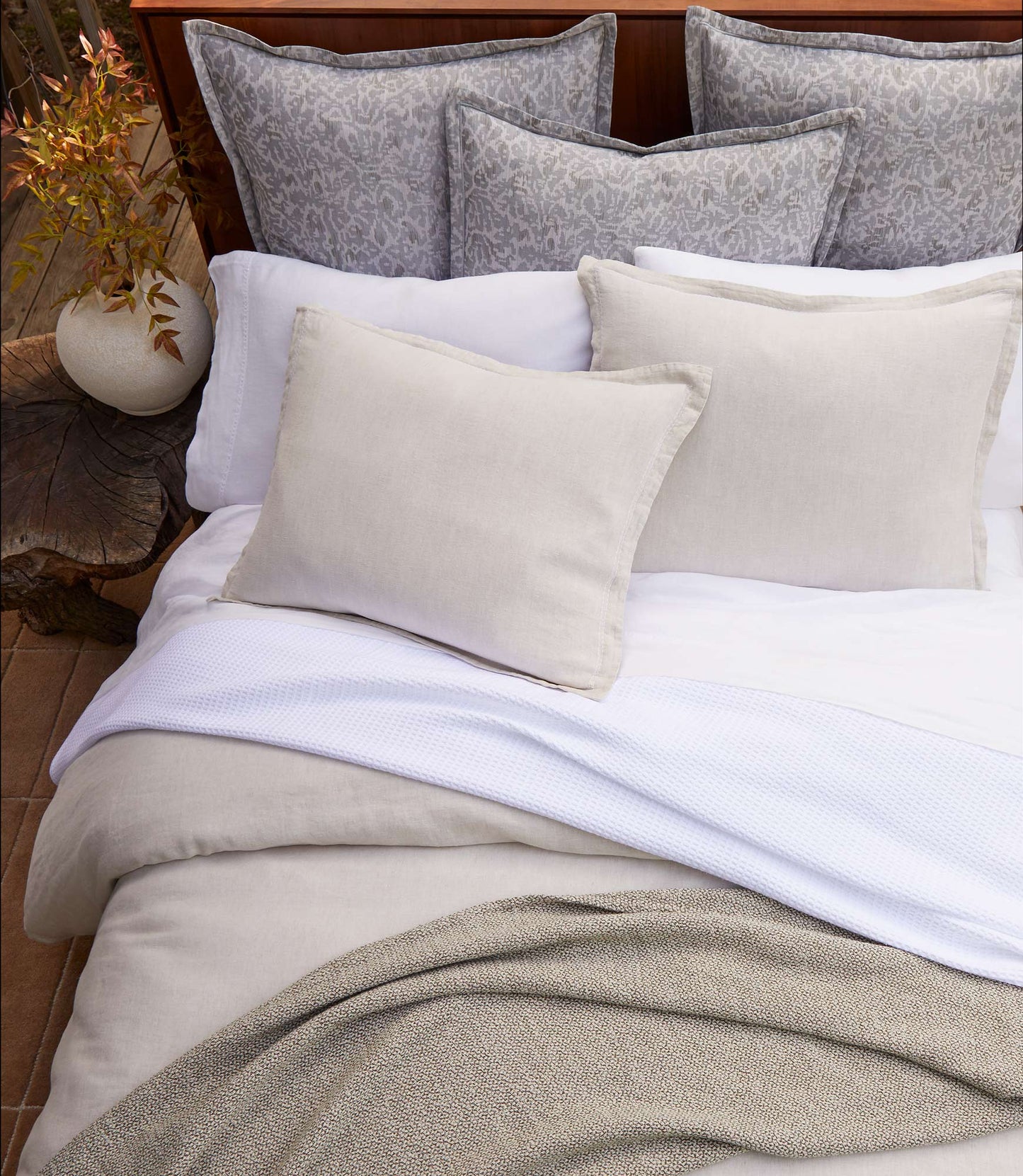 Linen Shams on bed, Natural