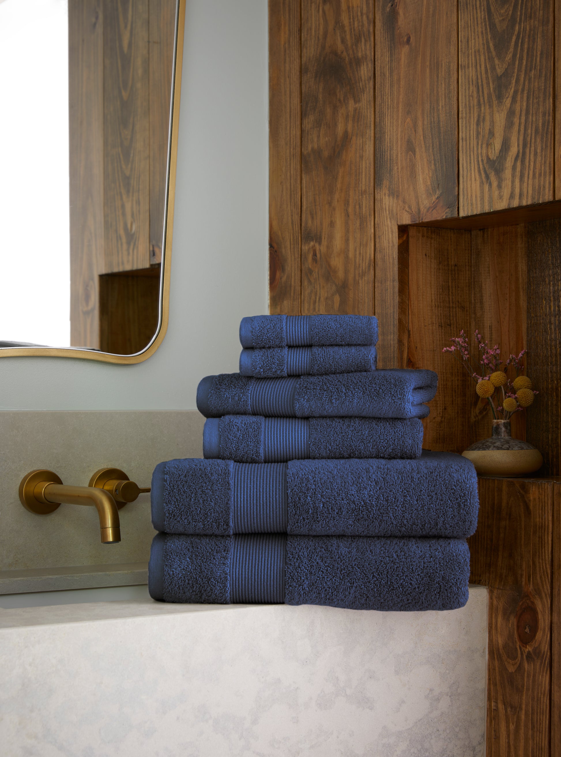 Liam Essential Bath Towel 6 PC Towel Stack in Navy