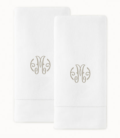 Special Occasion Hand Towel Set with monogram, White