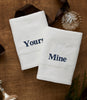 Yours Mine monogrammed hand towels, White