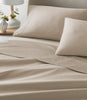 Essential Sateen Sheet Set on Bed Taupe