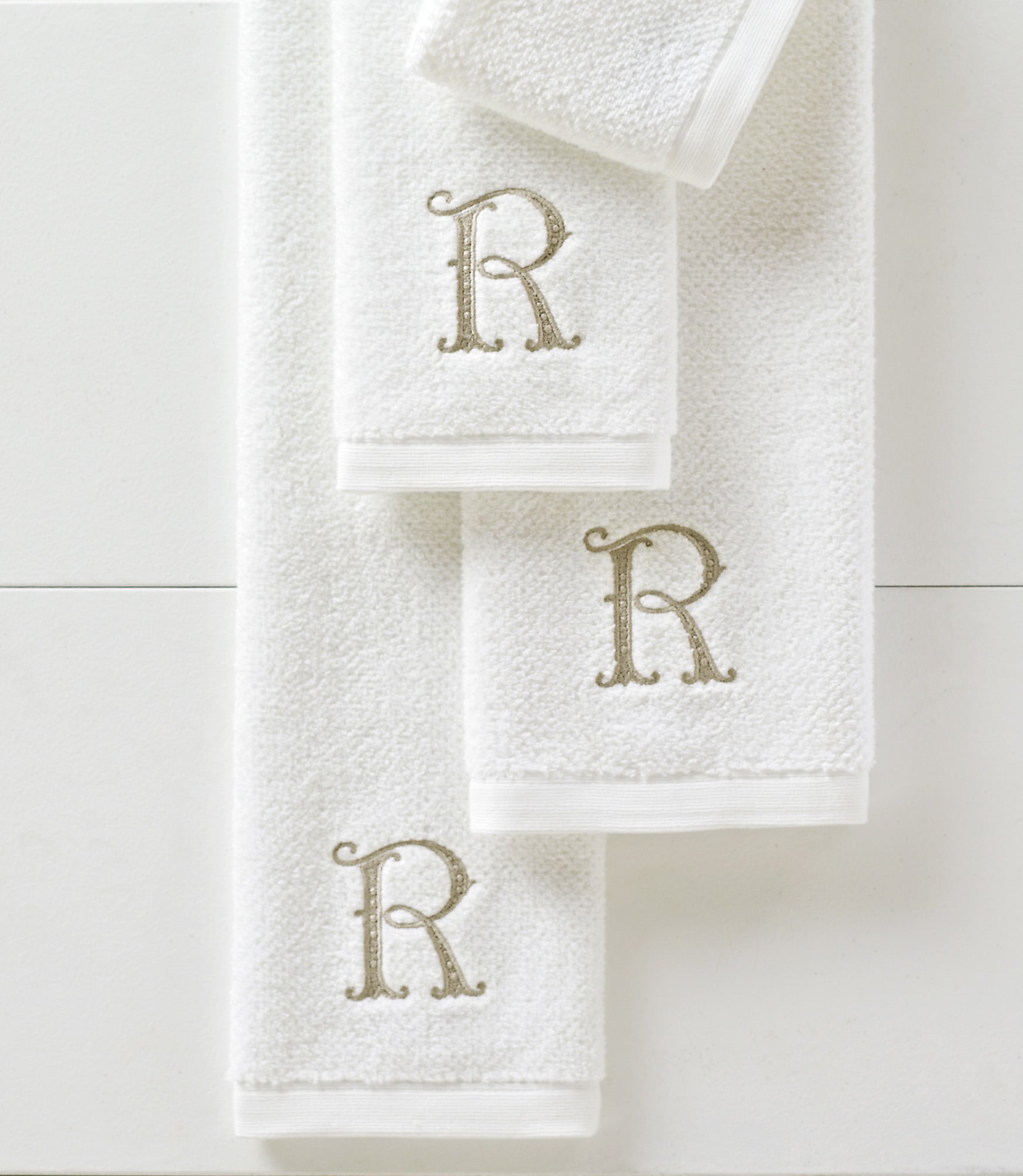 Hand Towel White and Blue Monogram