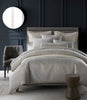 Matteo Plaid Duvet Cover + Shams on Bed Pewter